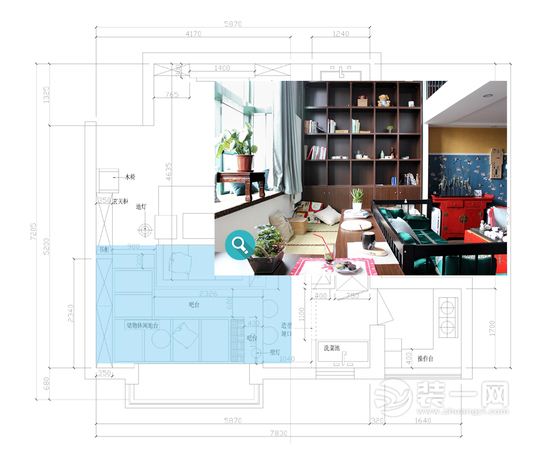 新中式风格loft装修效果图